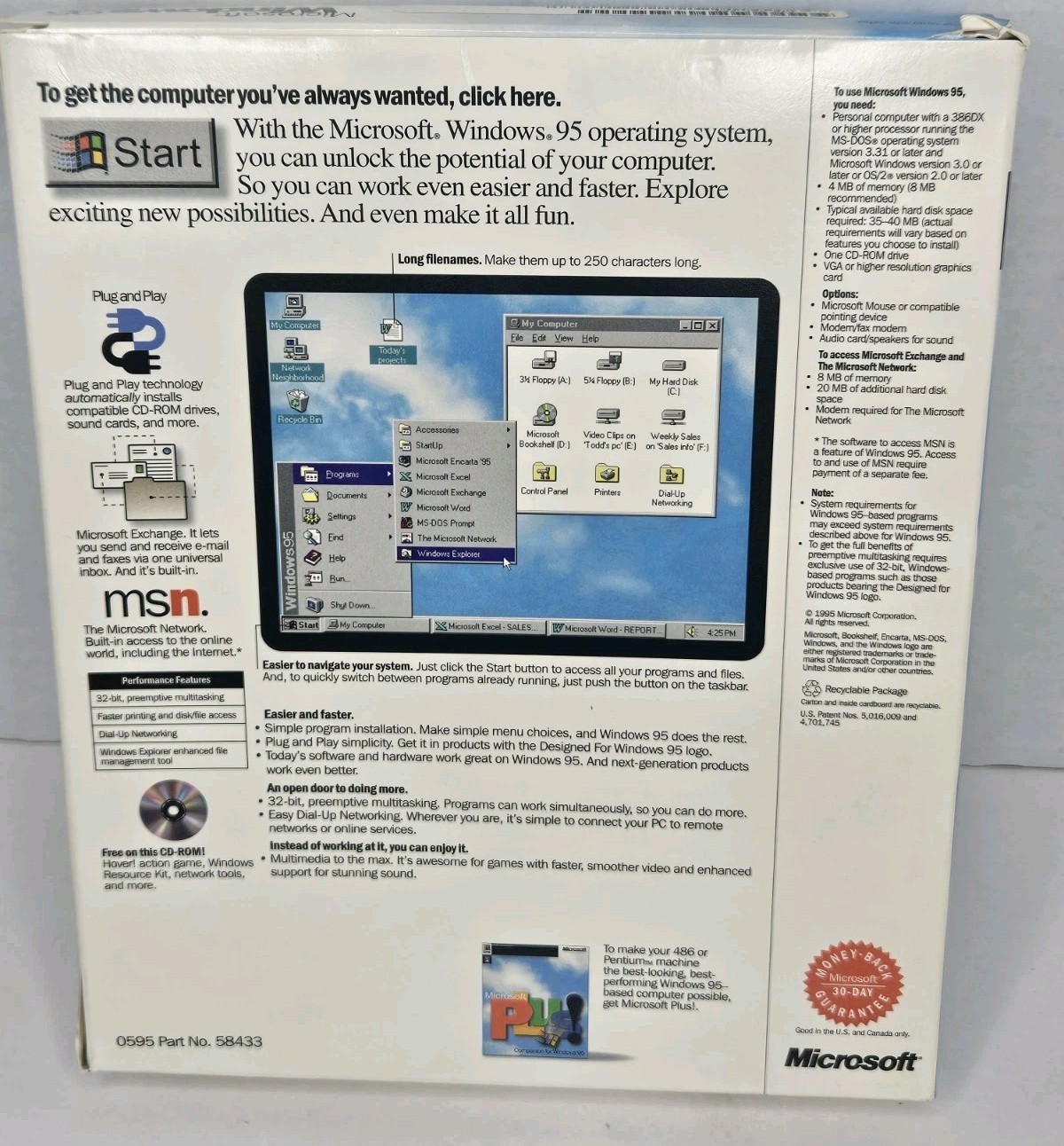 Microsoft Windows 95 Upgrade CD-ROM Edition With Free Games Big Box