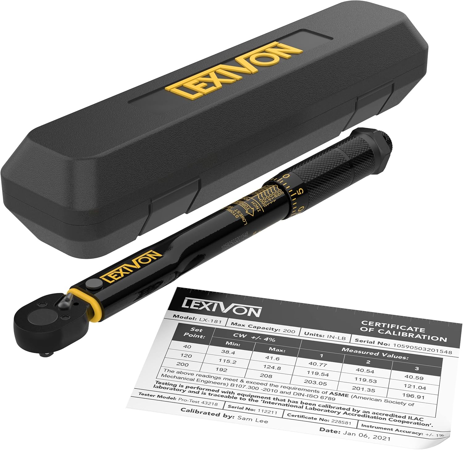 LEXIVON Inch Pound Torque Wrench 1/4-Inch Drive | 20~200 in-lb/2.26~22.6 Nm (LX-