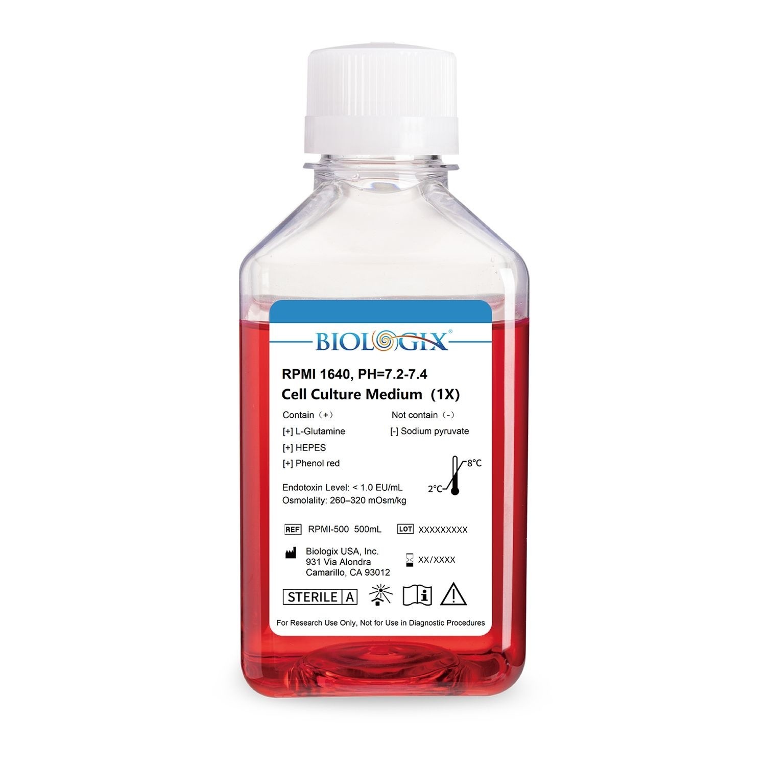Biologix® RPMI 1640 Culture Medium, 0.1μm Filtration, 500mL, Short-Dated Special