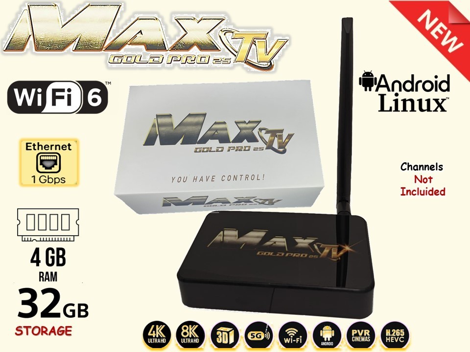 MAXTV GOLD PRO 25 4K Quad Core 64 Bit 2025