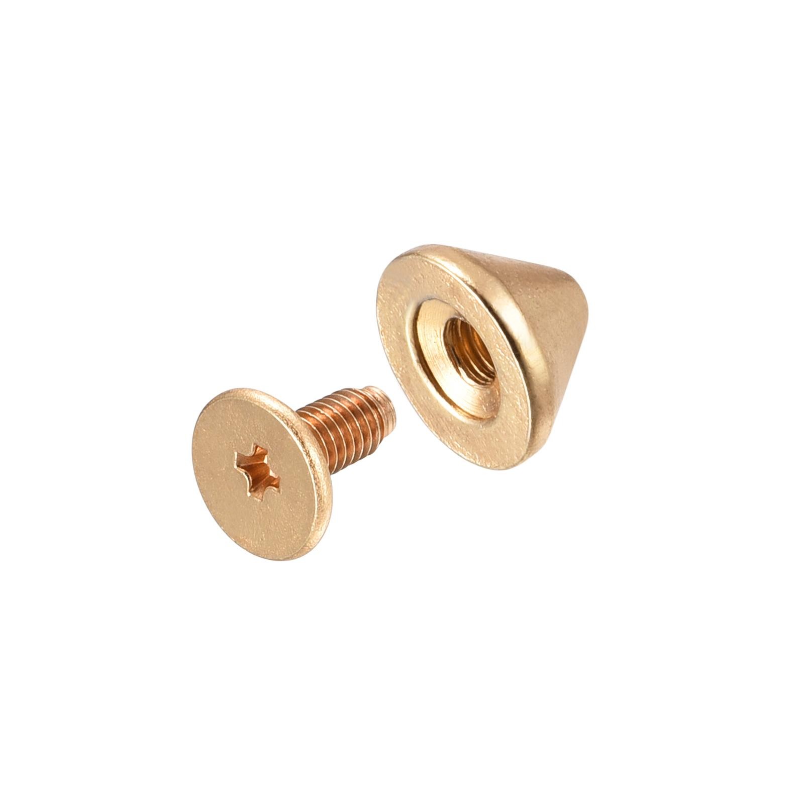 9x6mm Screw Back Rivets, 20 Sets Solid Leather Studs for DIY Gold Tone