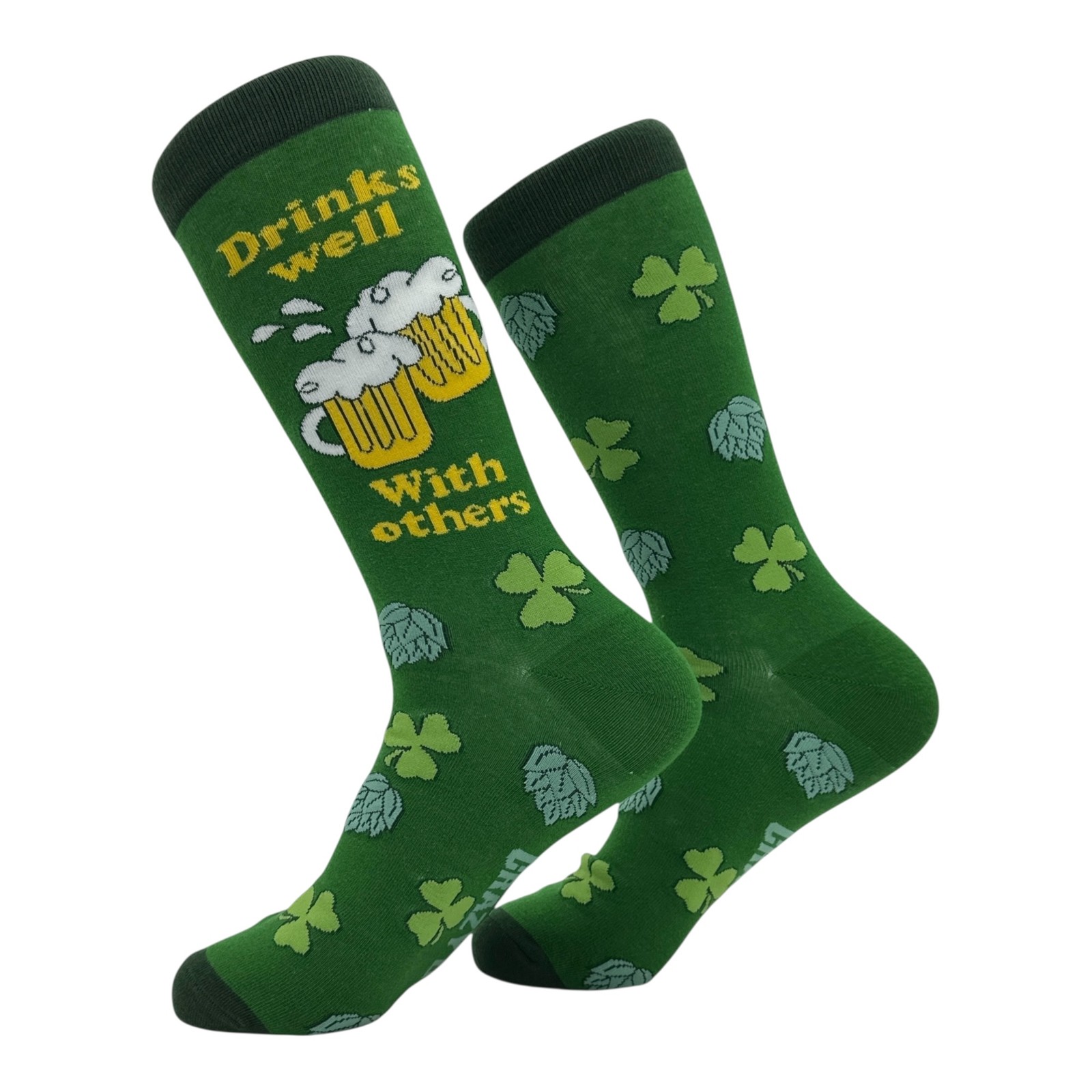 Drinks Well With Others Socks Funny Sarcastic St Patricks Day Graphic Novelty
