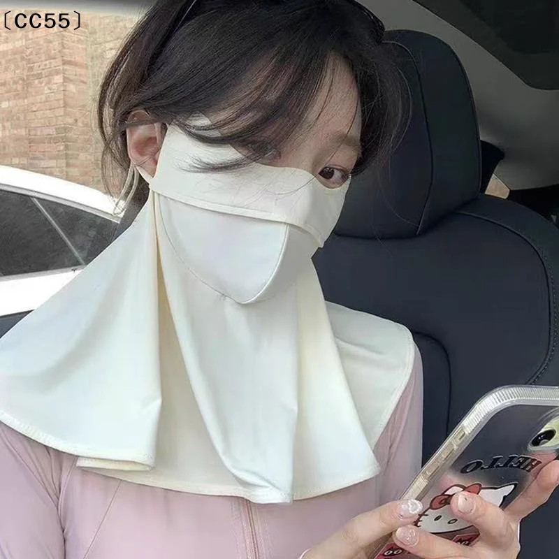Summer Ice Silk Sun Protection Mask For Women UPF50+ Anti-UV Scarf Outdoor Cycli
