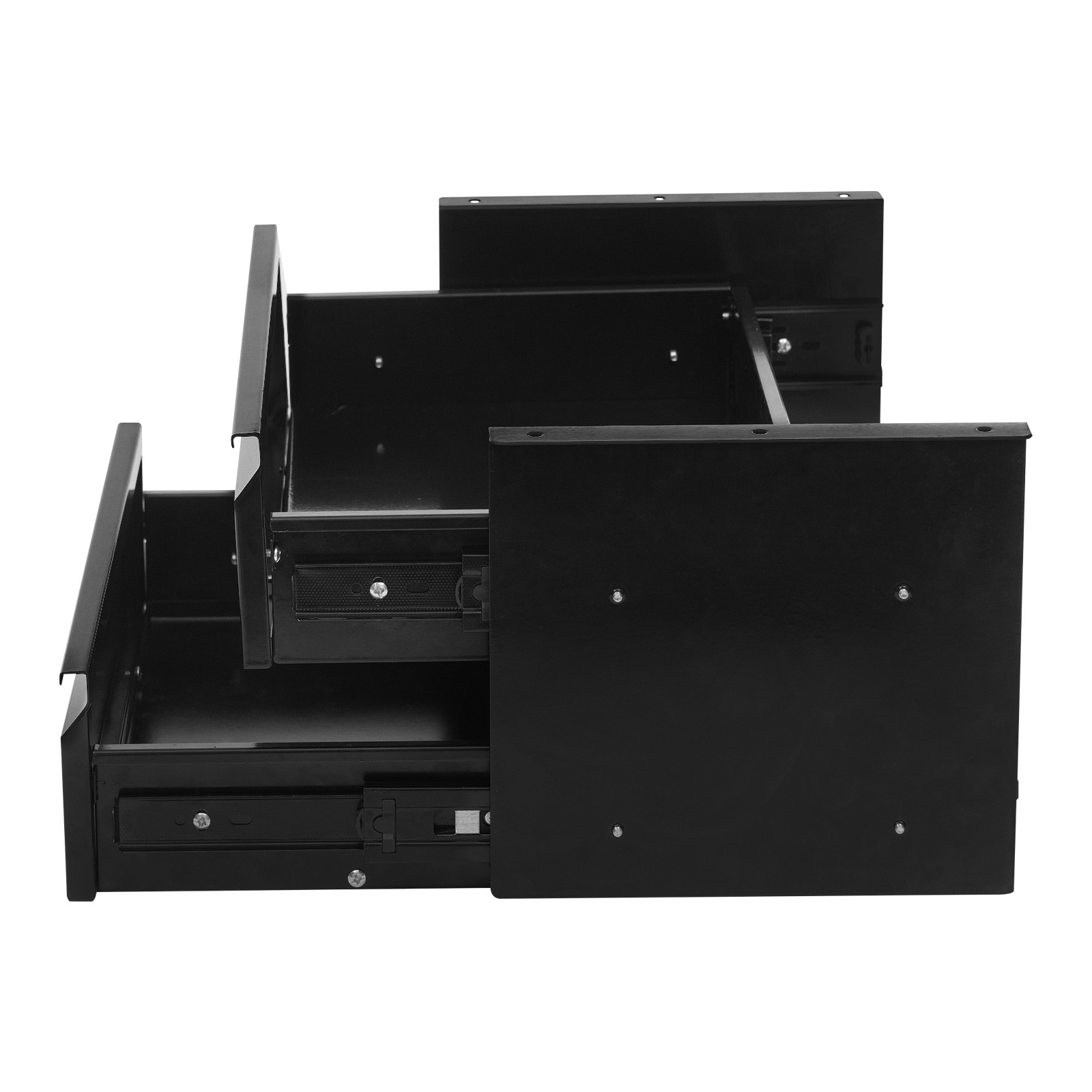 Black Dual Level 16" Pull Out Under Desk Storage Drawer Set