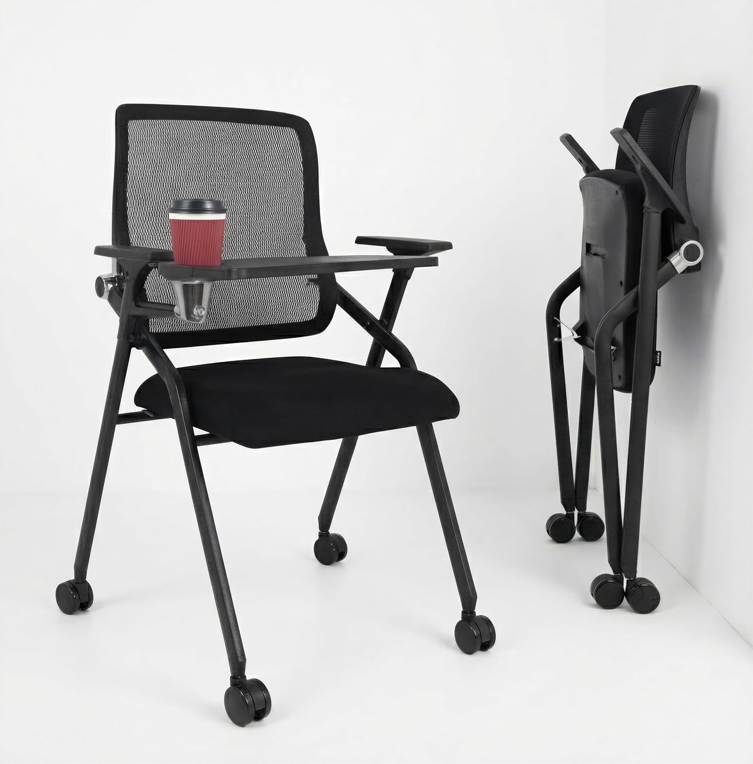 Updated Conference Room Chairs with Tablet Arm, Folding Office Desk Chair