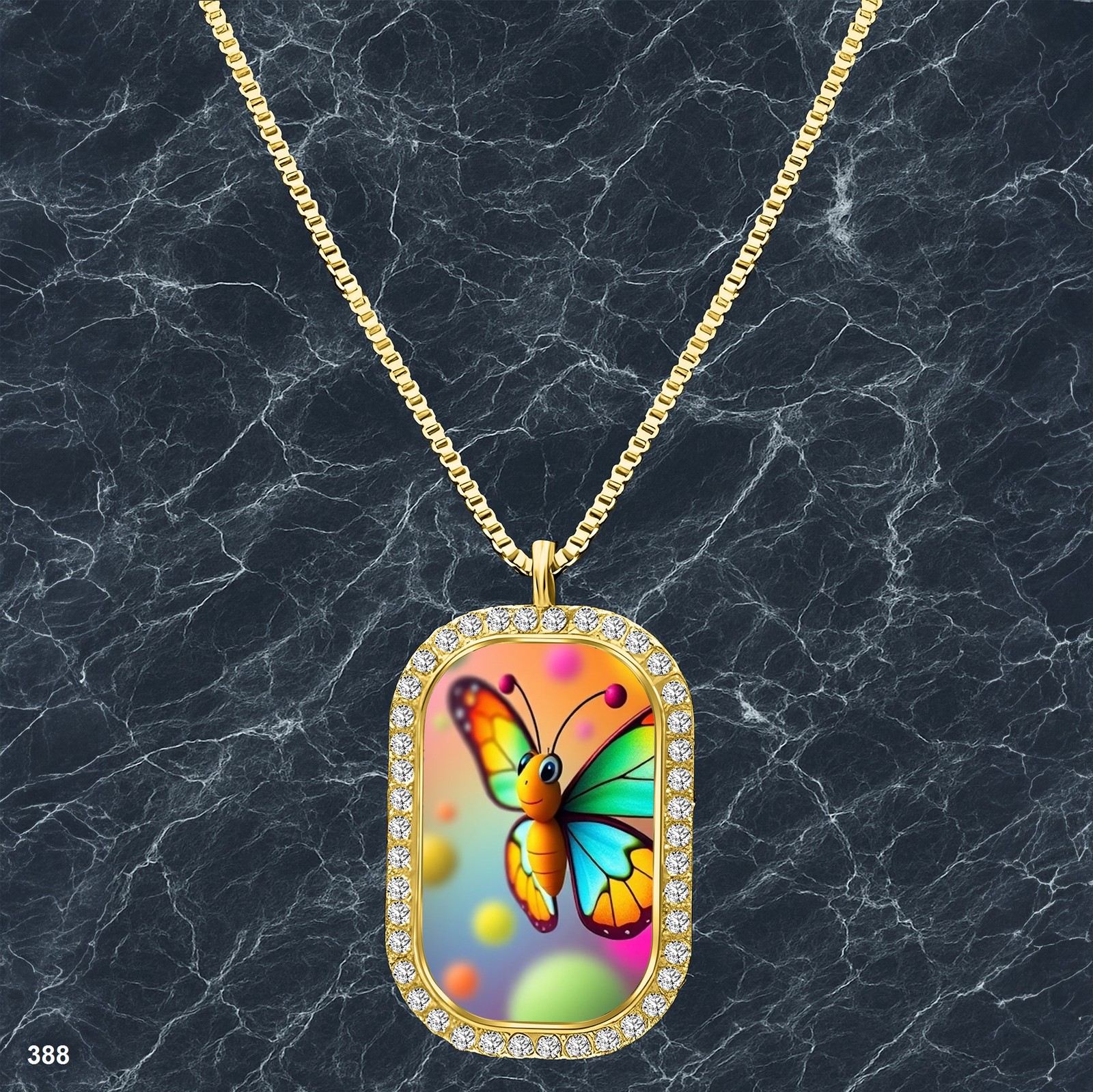 Amazing Colorful Butterfly Pendant Necklace Photo Design Charming Gold Tone Best