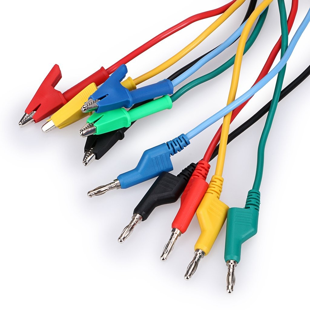 Durable 5PCS 4mm Stackable Banana Plug Probes with Strong Alligator Clips