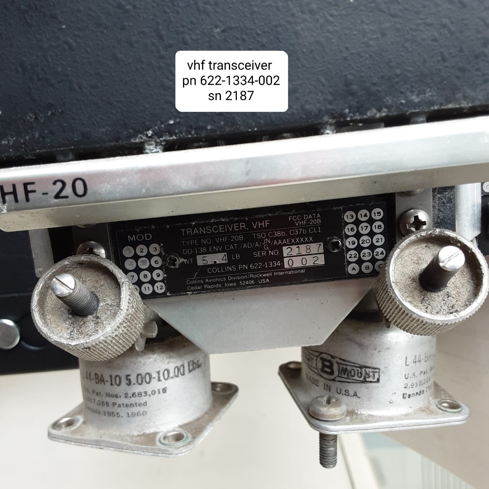 COLLINS TRANSCIEVER P/N 622-1334-002