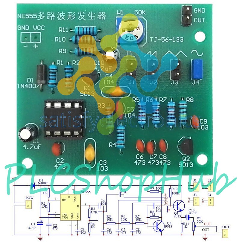 NE555 Multi-Channel Waveform Generator Module Sine Triangle Square Wave DIY Kits