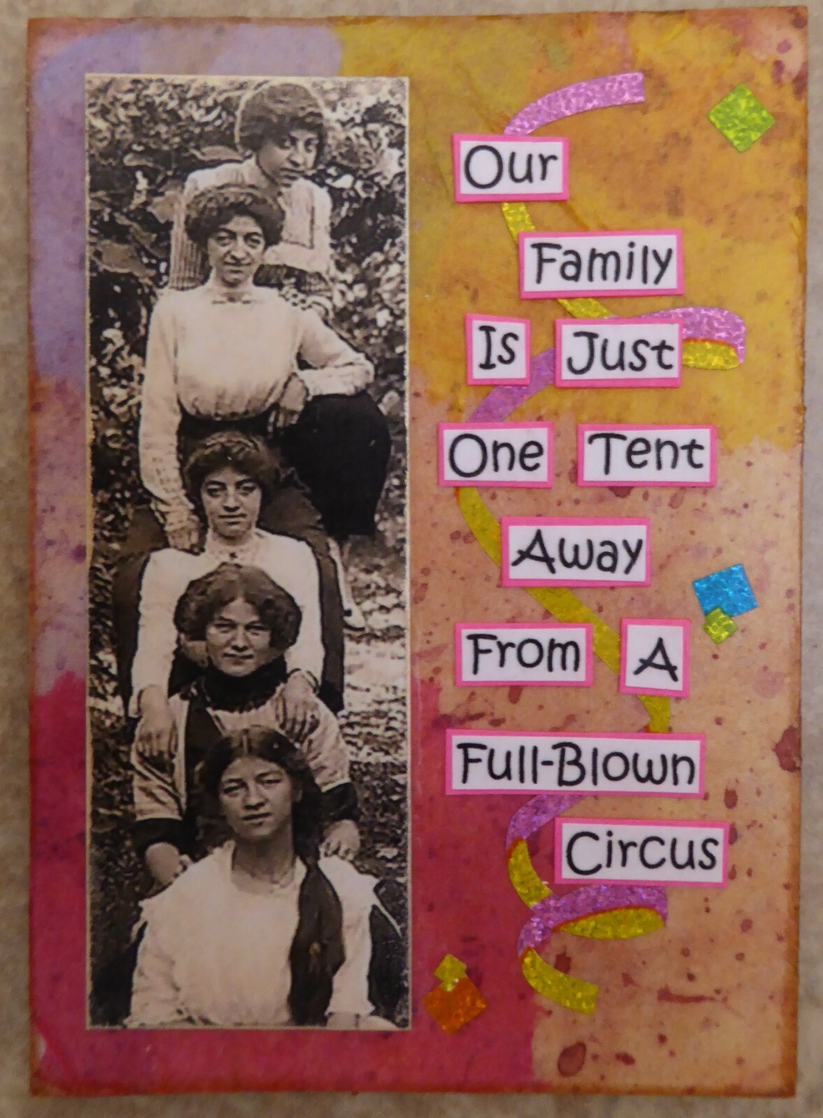 ACEO ATC Art Artist Card Collage Original Ladies Family Boys Girls Tent Circus