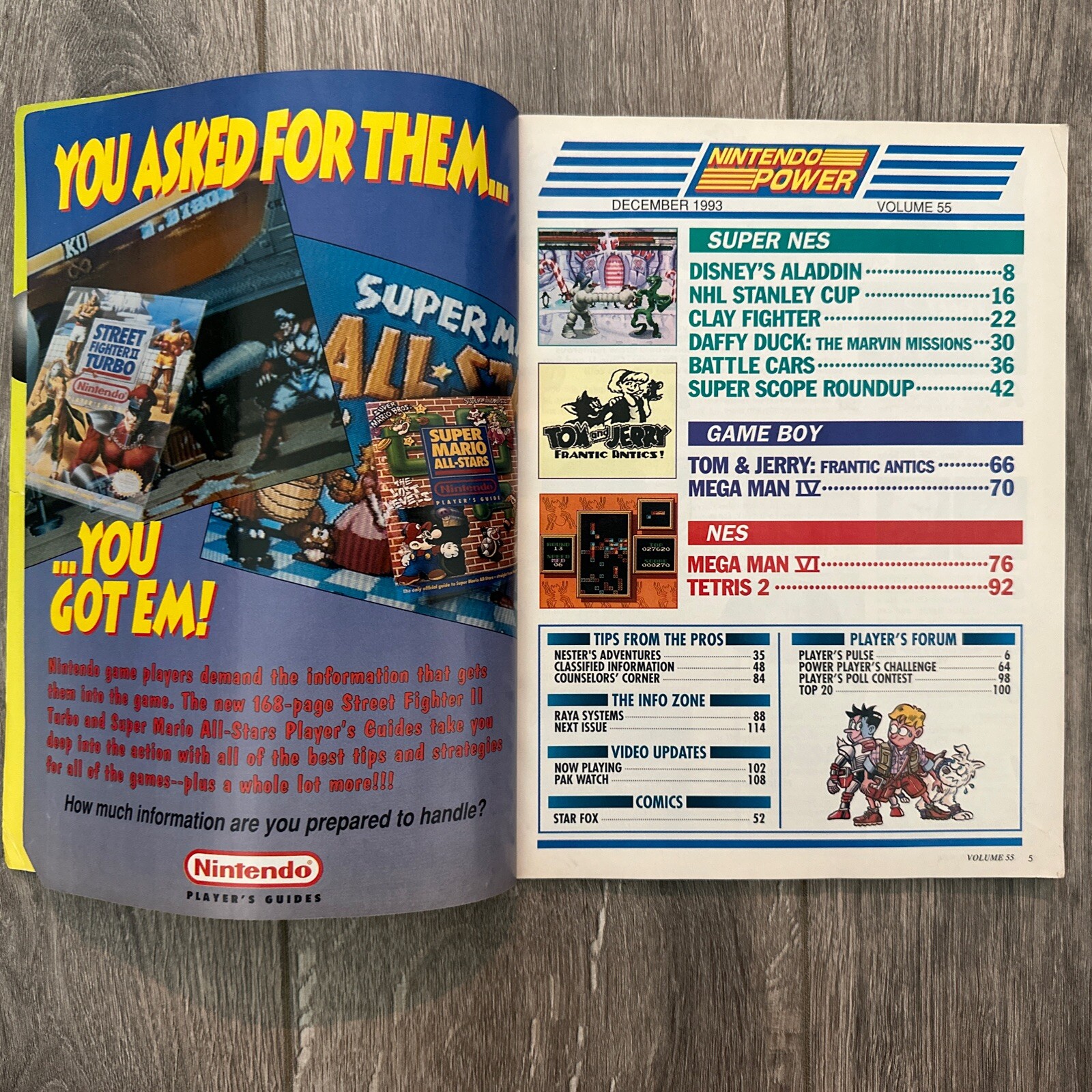 Nintendo Power Vol 55 Aladdin W/Poster, Mega Man, Super Scope
