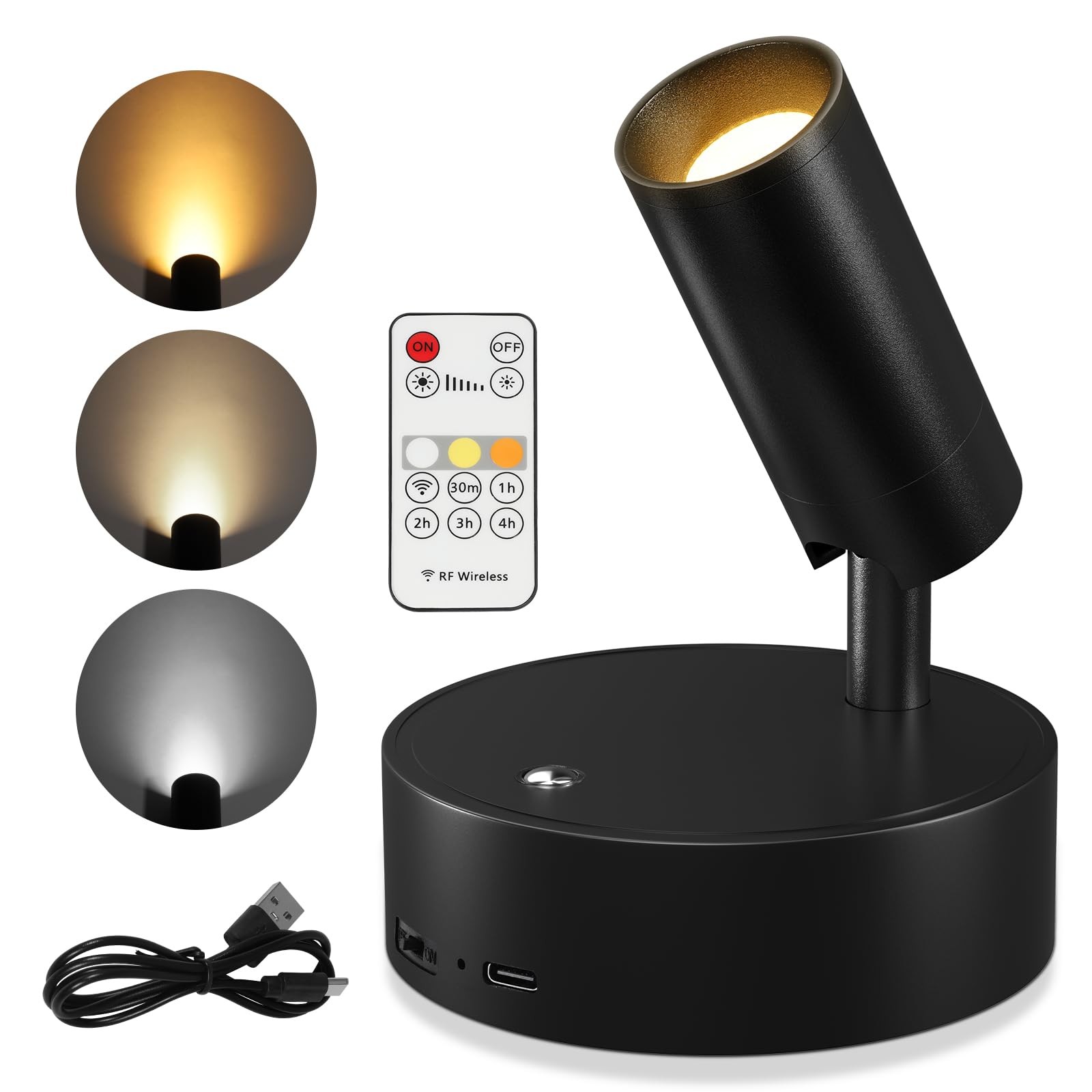 Spotlights Indoor, Wireless Uplighting Indoor with Remote Dimmable, Rechargea...