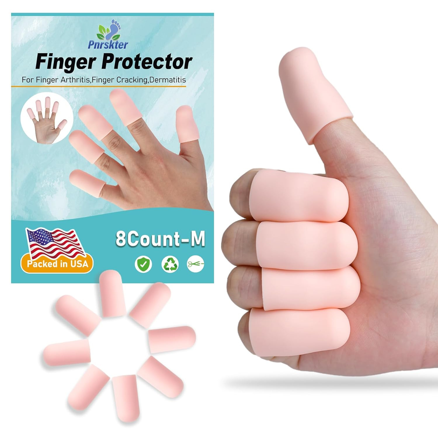 Finger Protectors & Cots - 8 Pcs Silicone Finger Sleeves for Arthritis, Eczema &