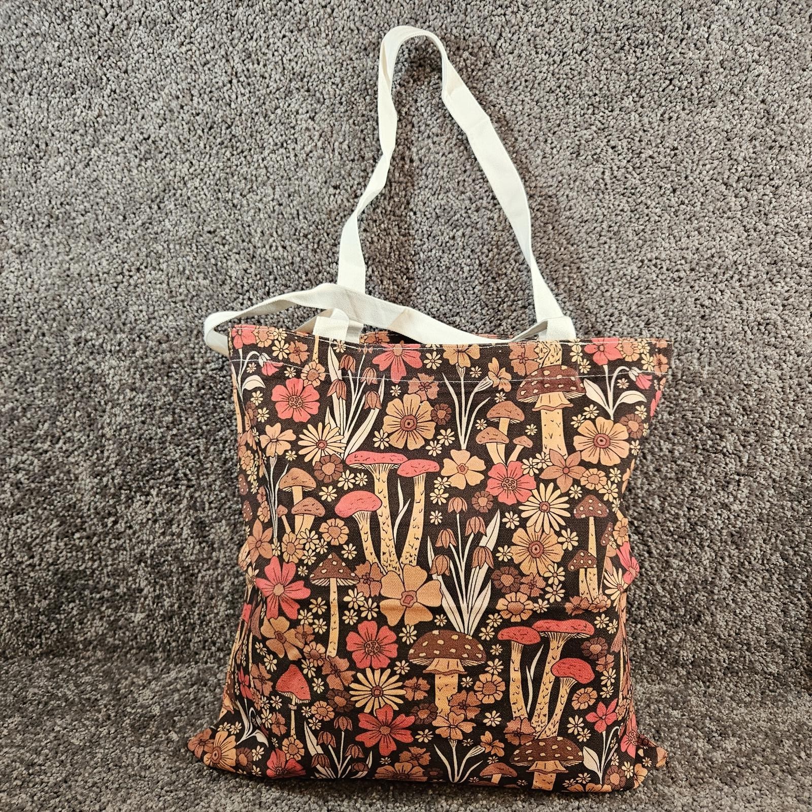 Adorable reusable mushroom print canvas tote. NWT