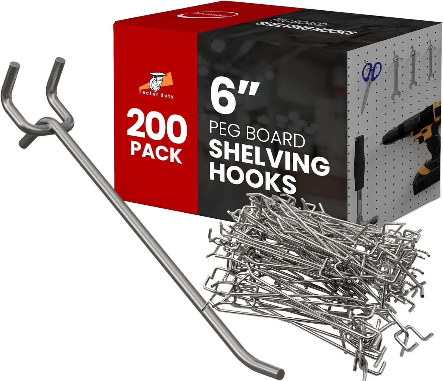 200 Pack PEG Board Pegboard Shelving Hooks 6 Length Wholesale Lot
