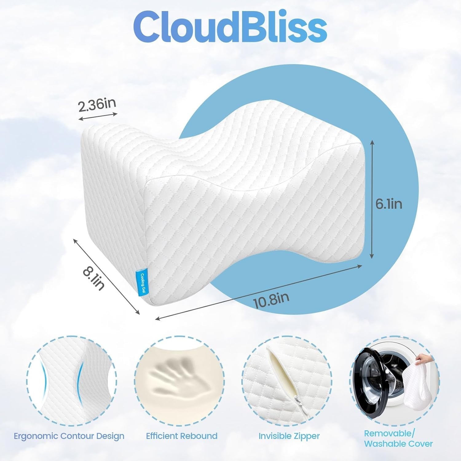 Memory Foam Knee Pillow for Side Sleepers, Adjustable Leg Support for Alignment
