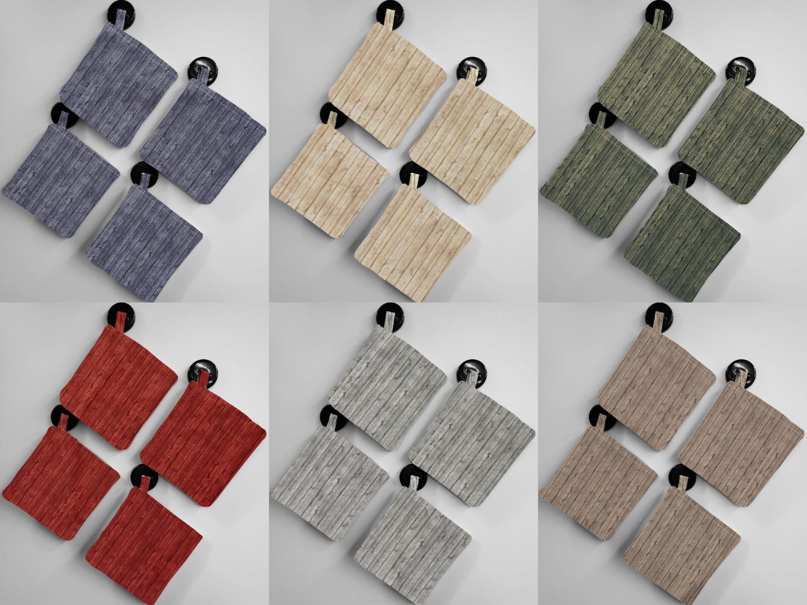 Barn Wood Print Pot Holders (Set of 4)