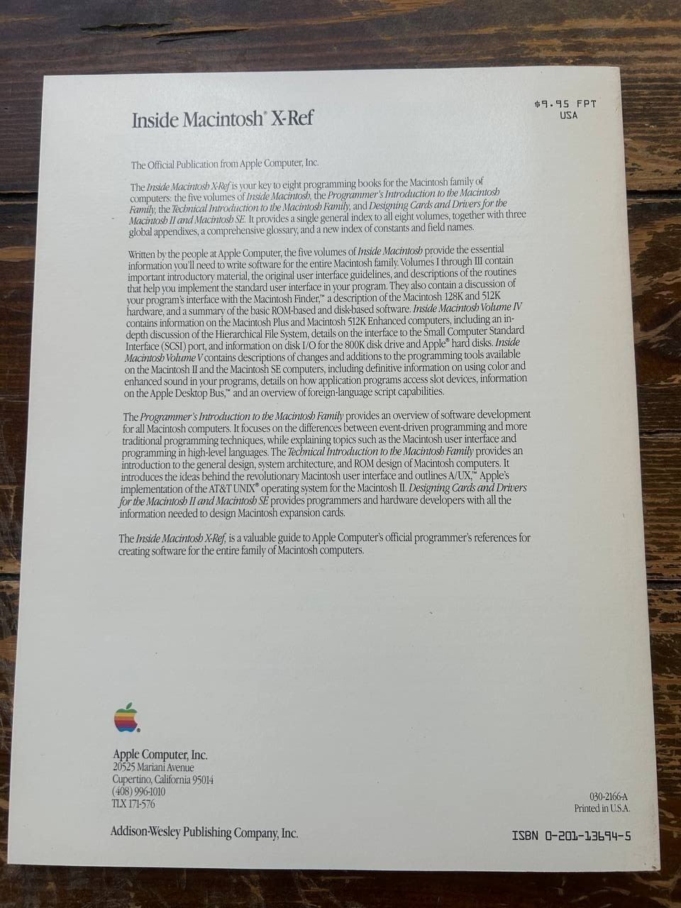 Inside Macintosh X-Ref 1988 Vintage Apple Programming Book Signed As-Is