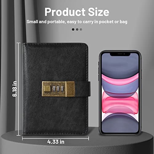Secure Password Keeper Logbook with Lock, 600+ Spaces, Alphabetical Tabs, Compac