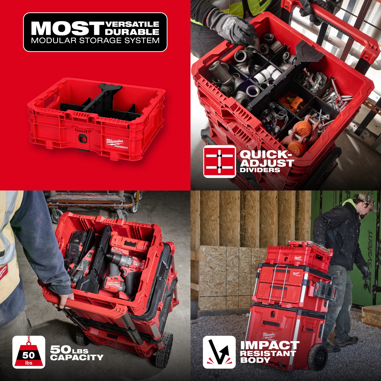 Milwaukee Tool 48-22-8438 PACKOUT Low-Profile Crate