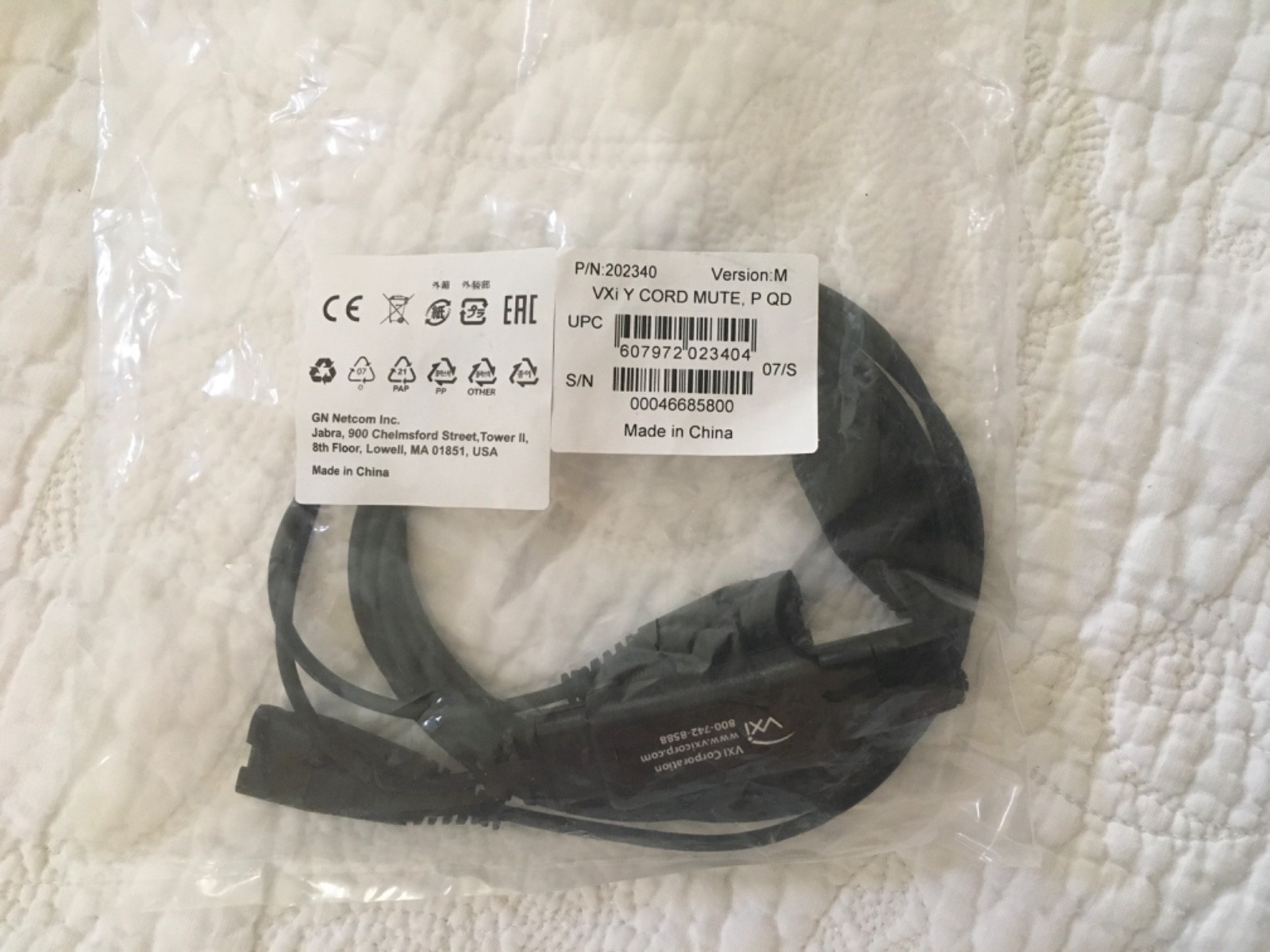NEW  OEM PLANTRONICS JABRA 202340 Y Cord-P Training MUTESplitter For VXi Y, P QD