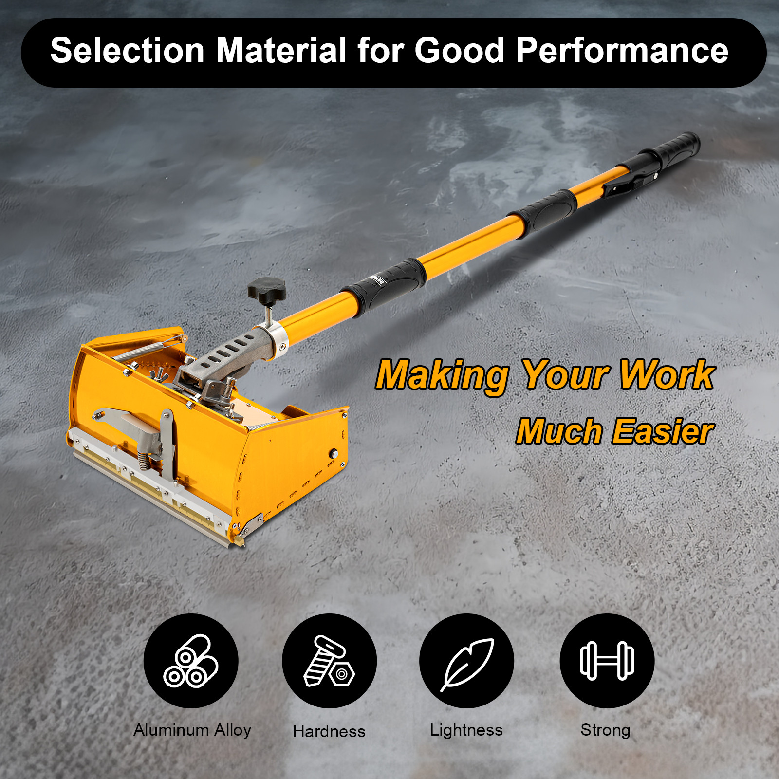 10" Drywall Taping Tools Flat Finishing Box Set w/ 40''-64'' Extendable Handle