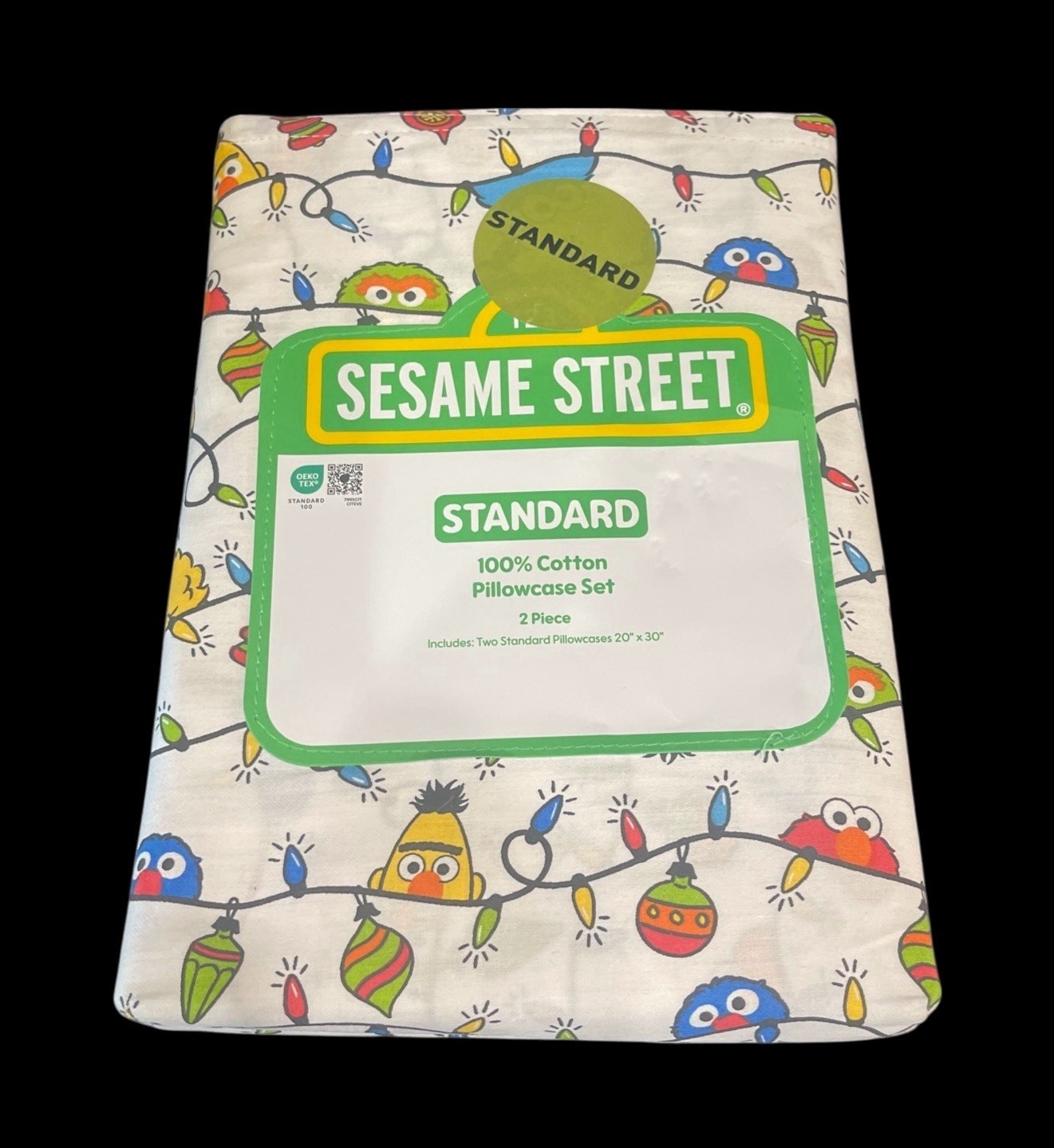 Sesame Street One Standard Set Of 2 Pillow Cases Christmas Theme NEW