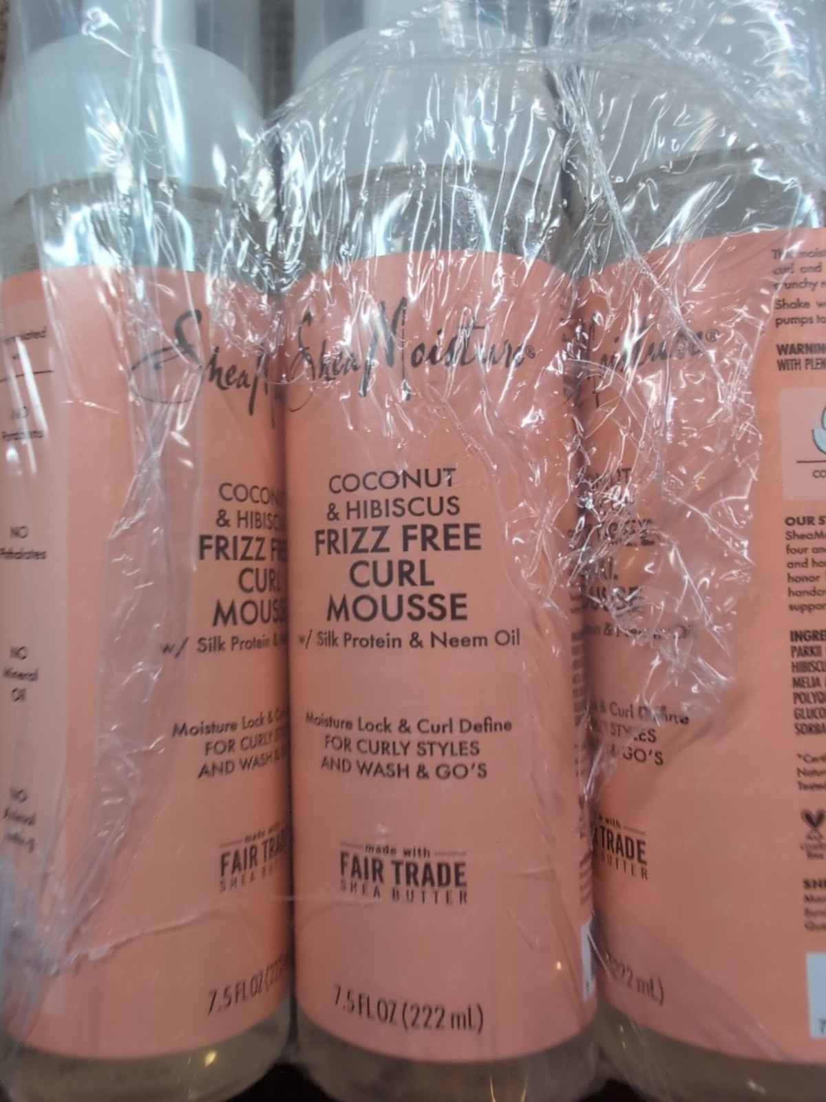 $5.50 Shea Moisture Curl Mousse Frizz Free Coconut Hibiscus 7.5 oz 3pk