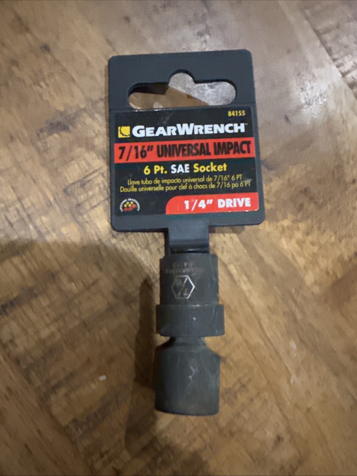 Gearwrench 84155 1/4" Drive 6 Point Universal Impact Socket 7/16”
