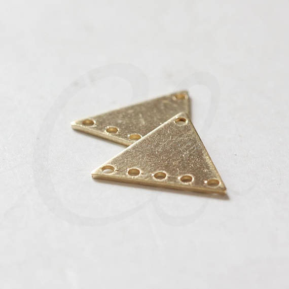 20 Pieces Raw Brass Triangle Charm with 6 Holes - 14.5x13mm (3797CX-V-148)