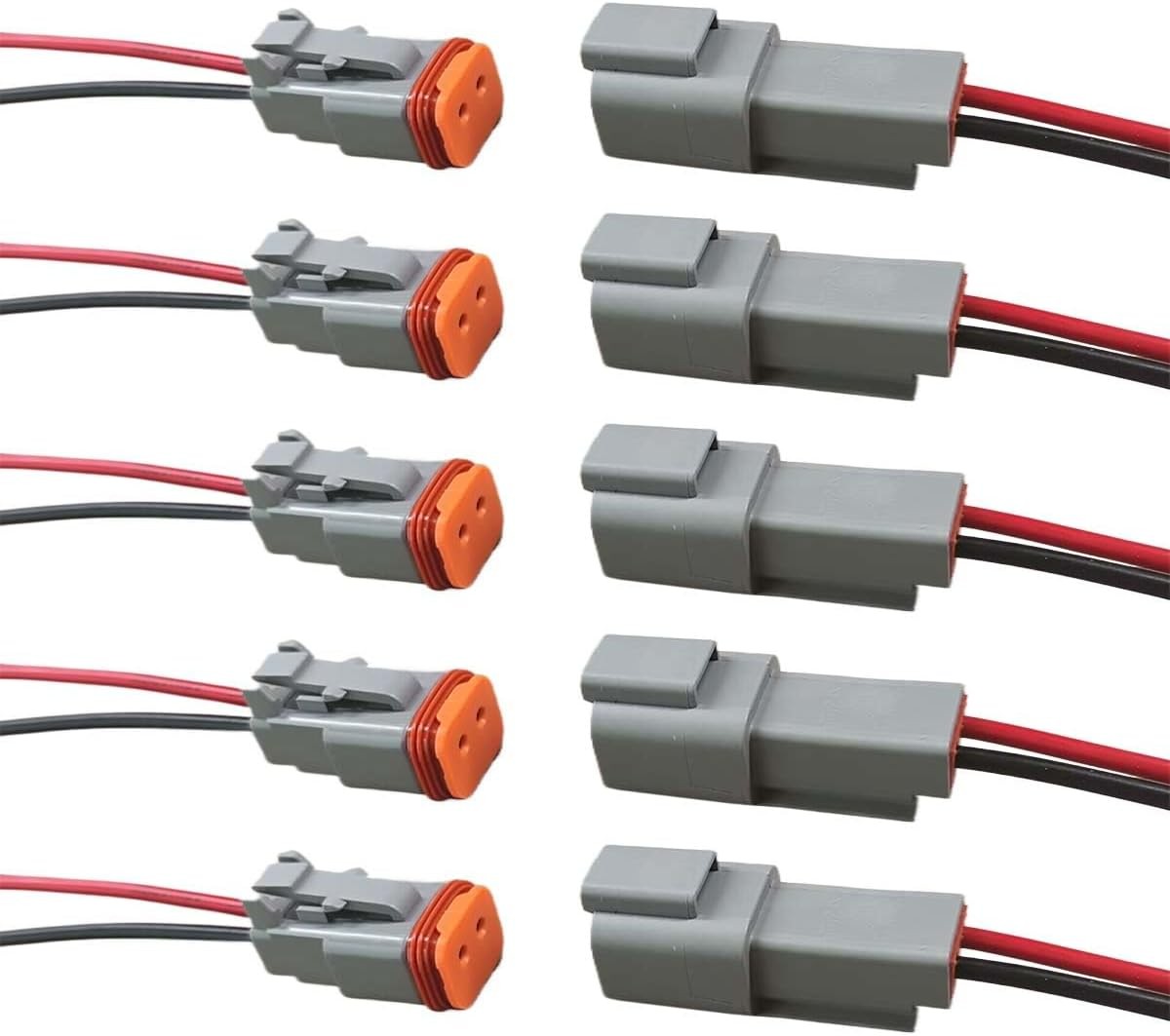 2 Pin Deutsch Car Waterproof Electrical Connector with 17AWG Cable Wire, 2 Way A