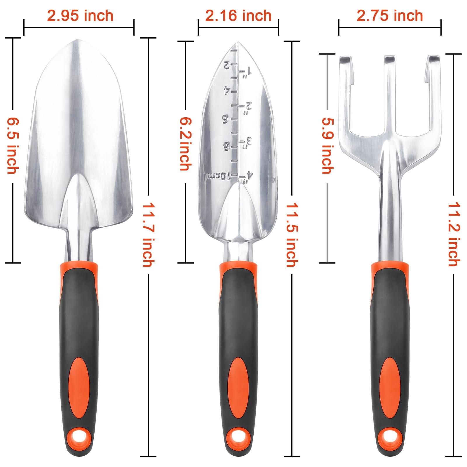 Garden Tools Set, 3 Pack Heavy Duty Gardening Set Include Orange