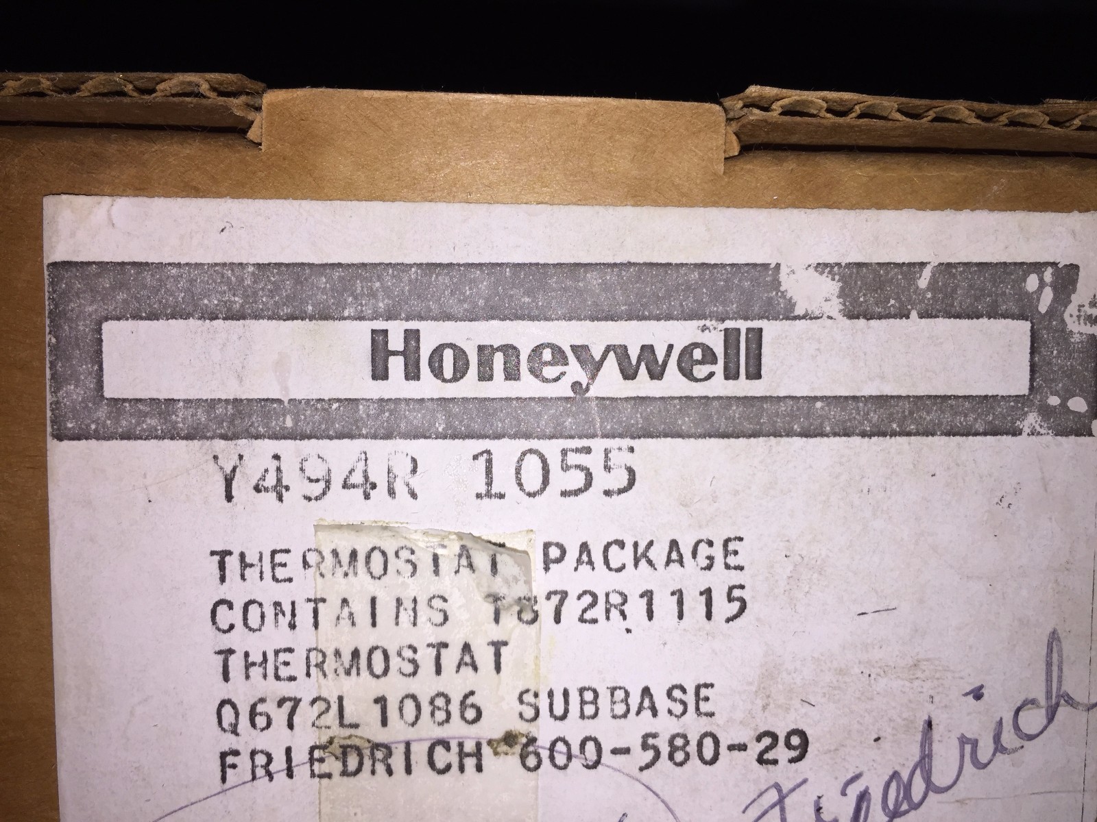 Honeywell Y494R 1055 Low Voltage Heat Pump Thermostat Friedrich 600-580-29