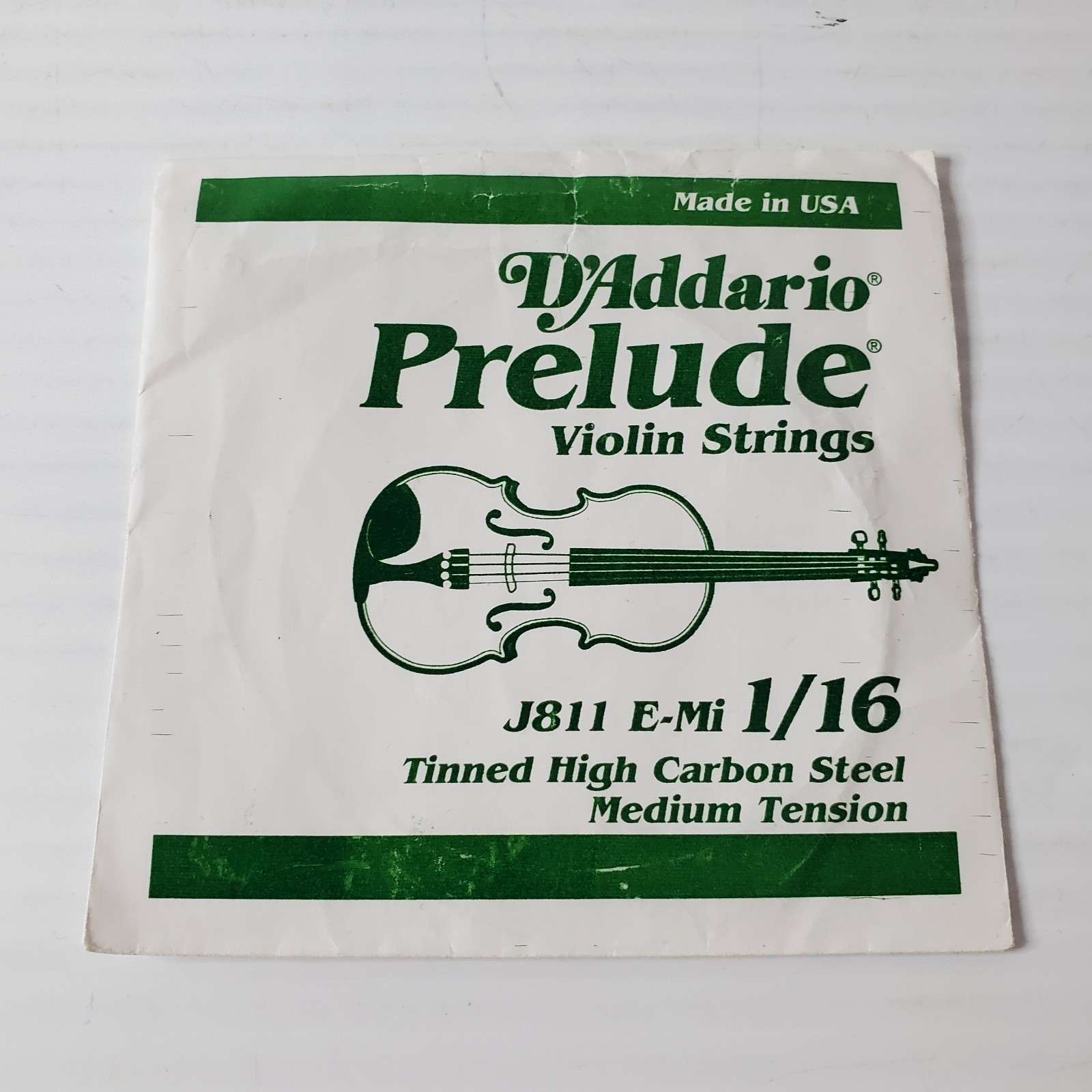 D'Addario Prelude Violin Single E String 1/16 Scale Medium Tension Carbon Steel