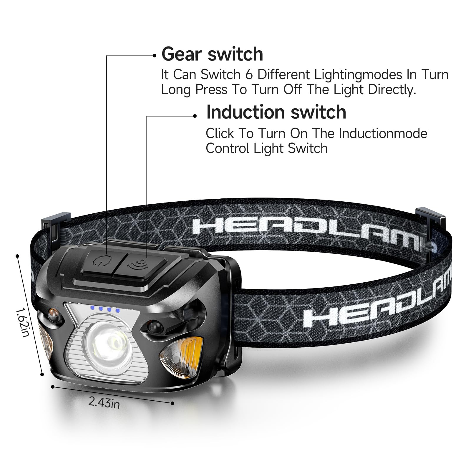 2 Sets High-End Comfortable Camping & Work Headlamp, Long Endurance Lighting ...