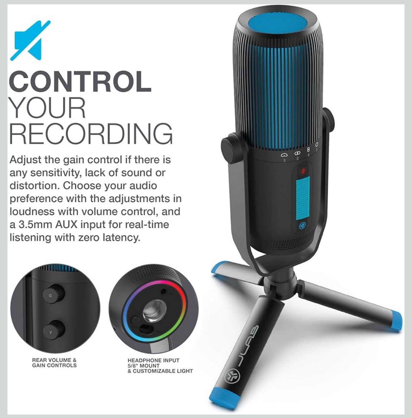 JLab Talk Pro USB Microphone USB-C Output Cardioid Omnidirectional Stereo