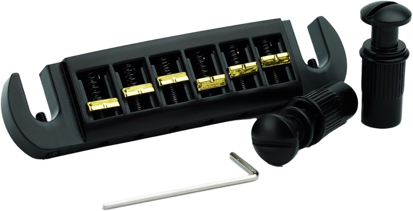 Black Wraparound Guitar Brass Saddles Tailpiece Bridge Fit Les Paul LP SG ES