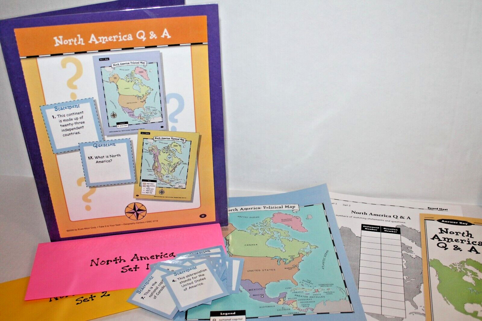 Evan-Moor Geography Folder Center "North America Q & A" Activity Grades 4-5
