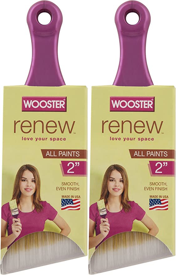Wooster Genuine 2" Renew Short Handle Angle Paintbrush 2-Pack, 8820-2-2PK