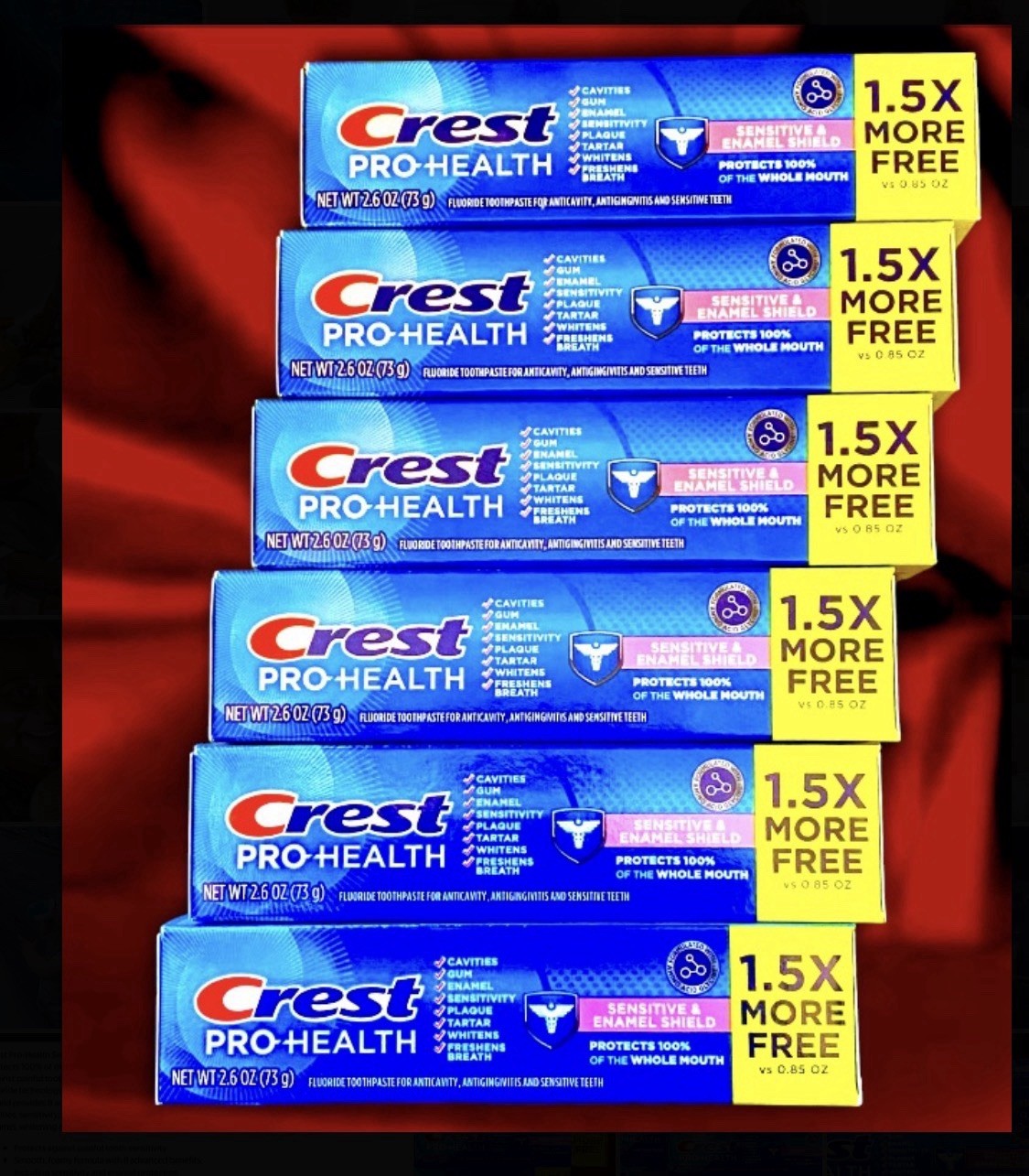 6 PACK Crest Pro-health SENSITIVE Enamel Shield fluoride Toothpaste EXP:06/2028