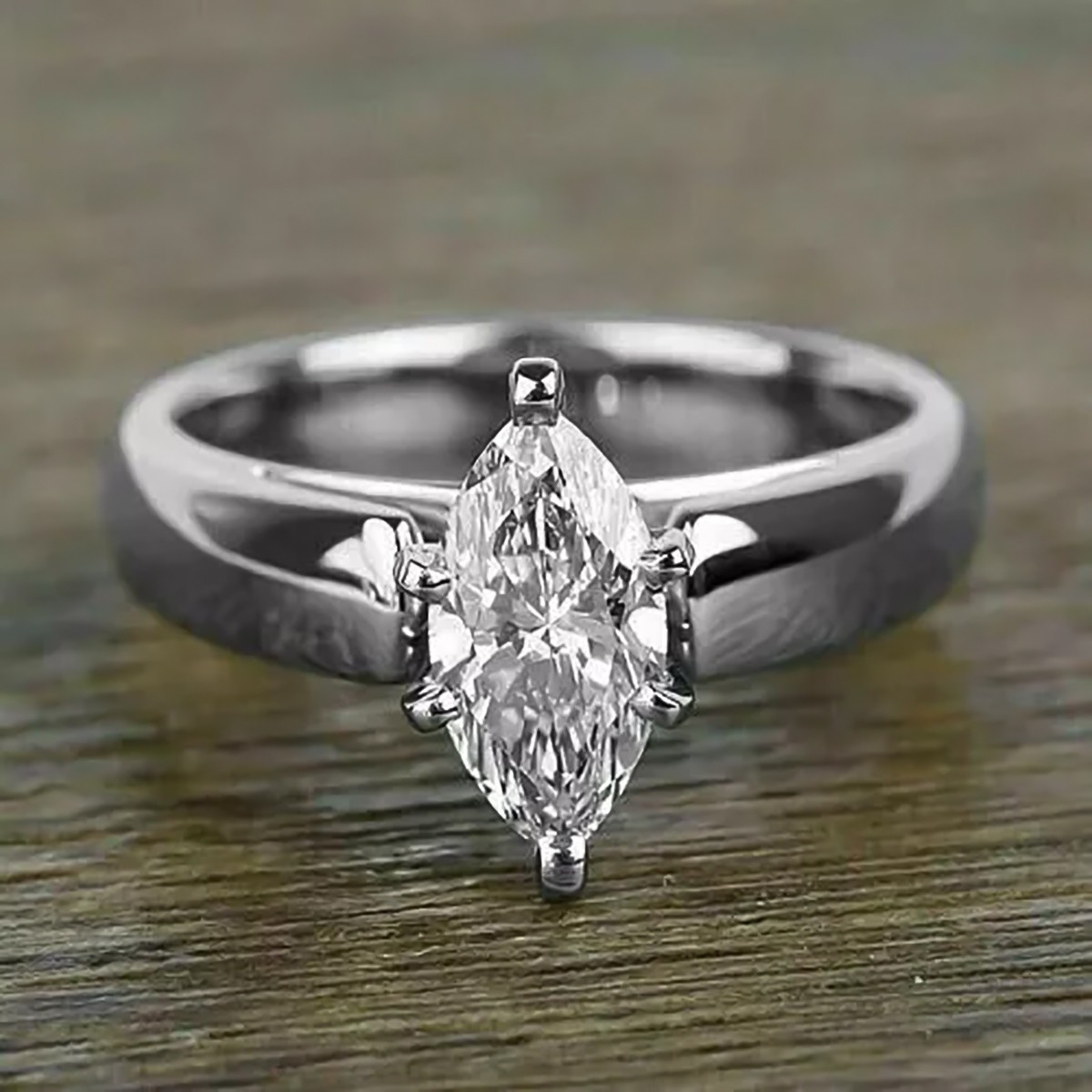 Certified 2.50 Ct Marquise Cut D VVS1 Moissanite Anniversary Solitaire Ring