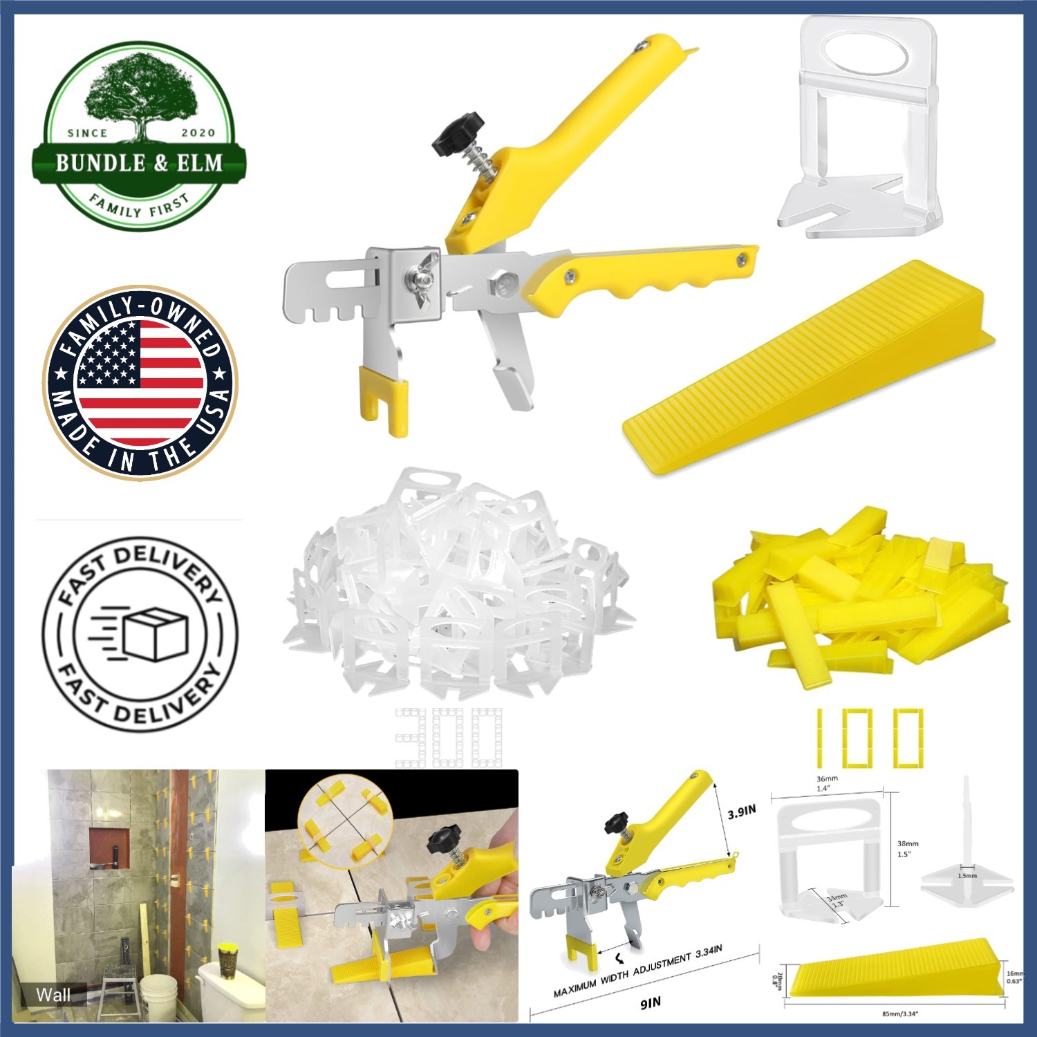 Tile Leveling System with Spacers and Wedges for Professional Tile Installation