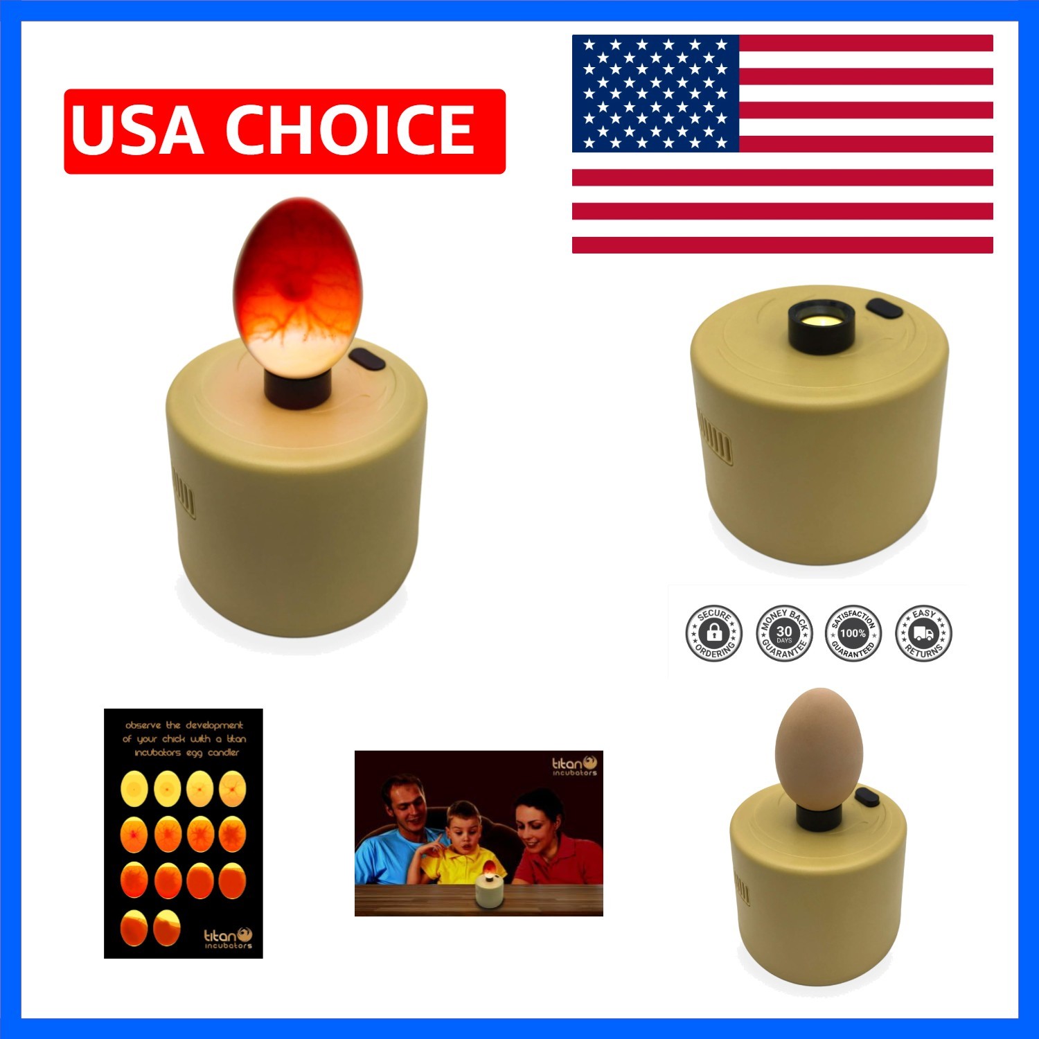 High Intensity LED Chicken Egg Candler/Tester – Battery Powered
