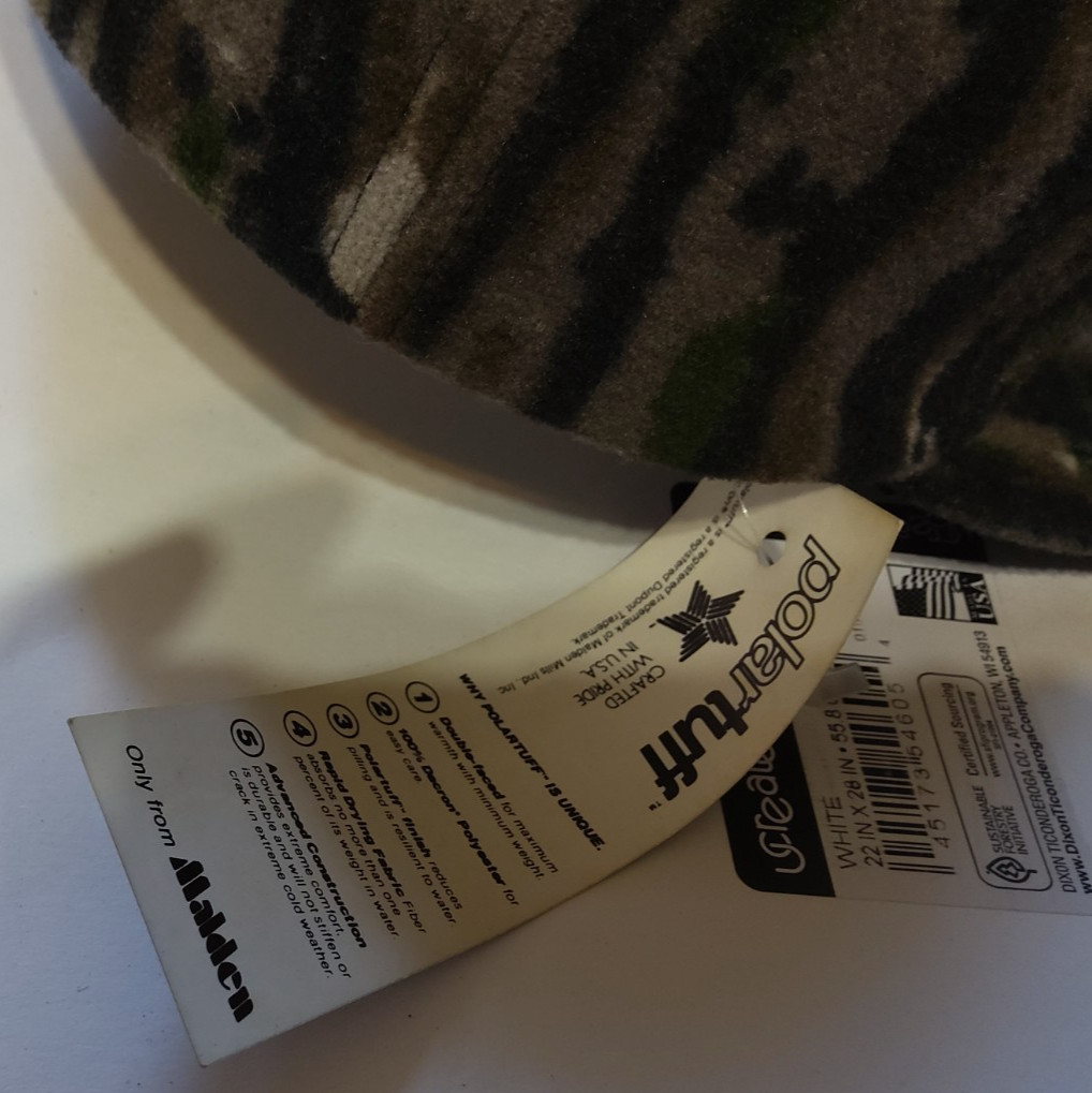 Vintage Polartuff Fleece Camo Hat Cap Made In USA OSFA Green USA Medium
