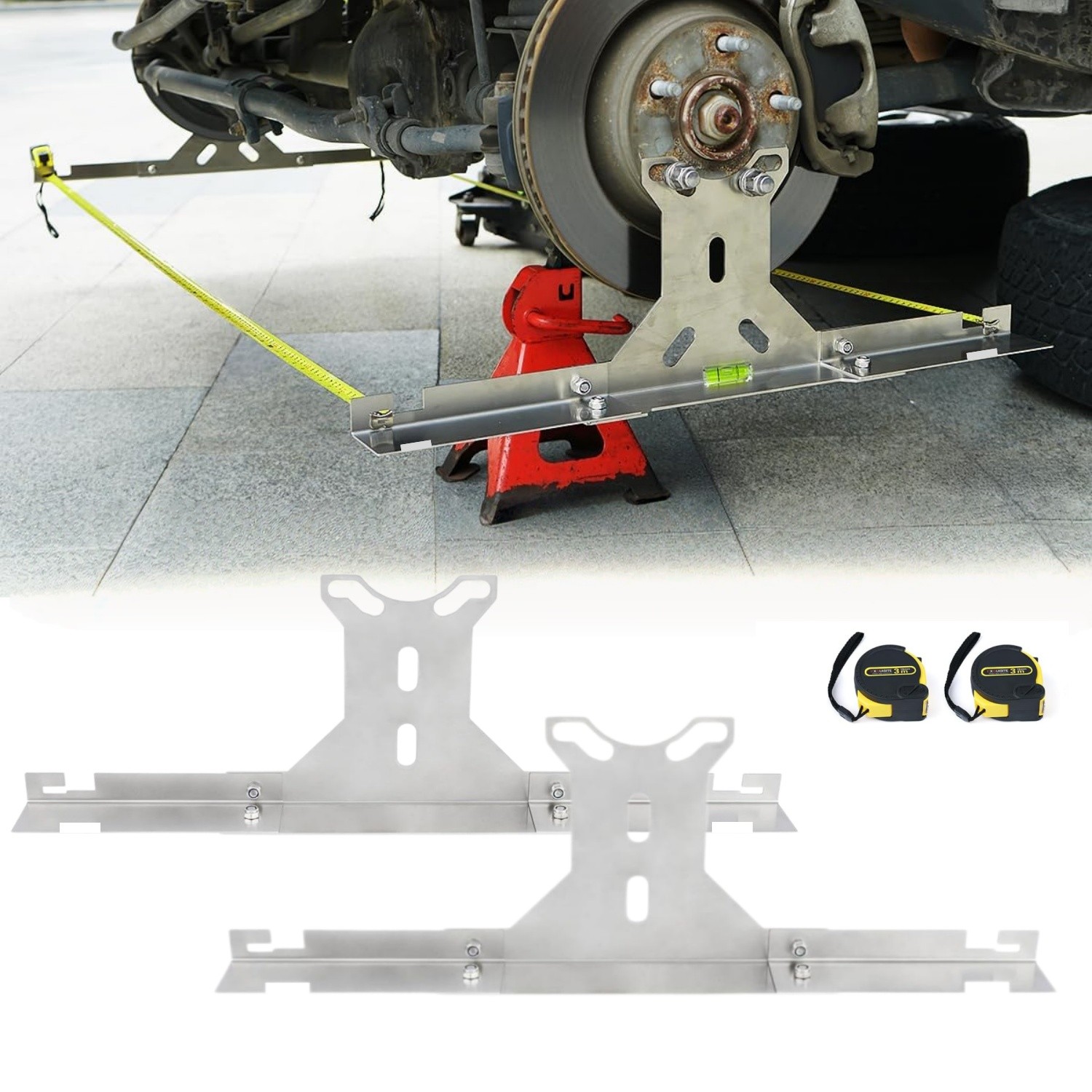 Heavy Duty Wheel Alignment Tool Kit with Tape Measures, Upgraded Stainless Steel