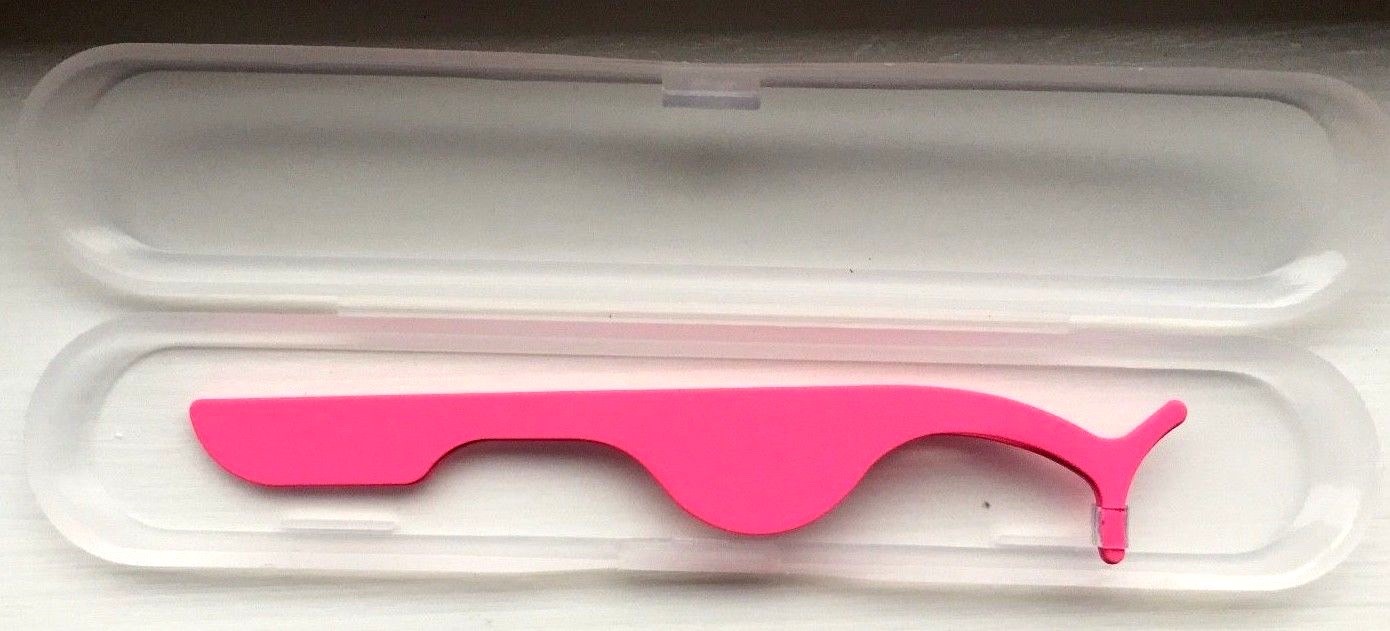 False Eyelash Tweezers Pink Metal Applicator Makeup Clip Tool In Plastic Box