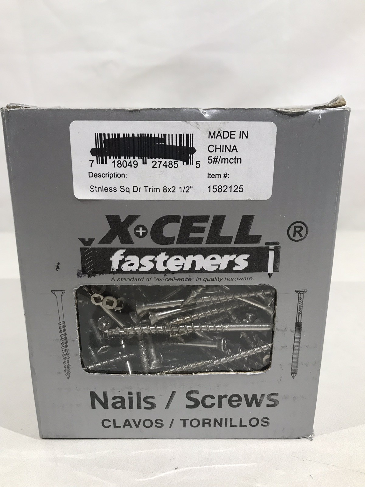 5 Lbs Stainless Steel Trim Head Screws, Square Drive, 8 X 2.5” SS