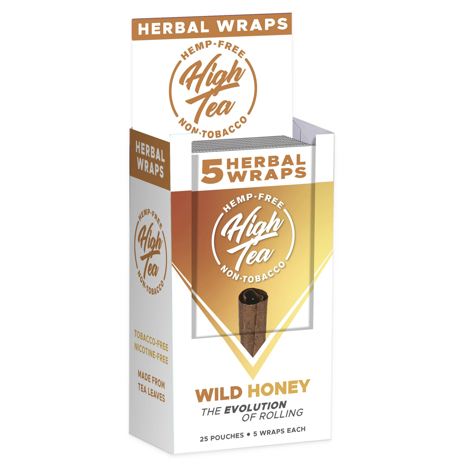 High Tea Wraps WILD HONEY Flavor 125 Wraps Total (Full Box, 25 Pouches)