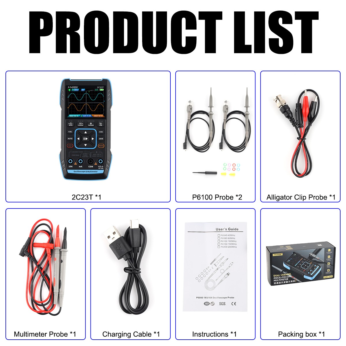 FNIRSI 2C23T Handheld Digital Oscilloscope Multimeter Function Signal Generator+