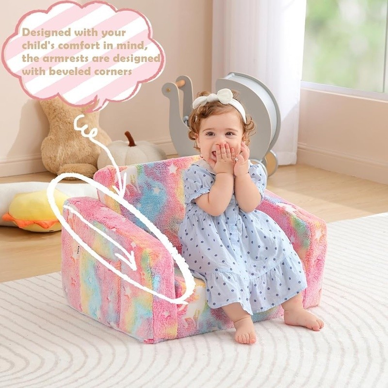 Magical Glow In Dark Kids Sofa Couch 2 In 1 Convertible Foldable Easy Clean New